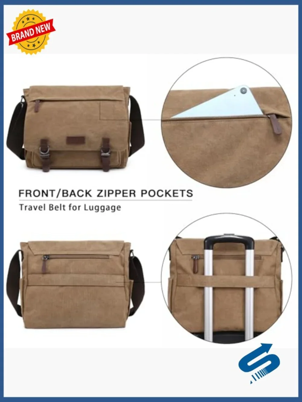 Canvas Messenger Bag Large Crossbody for Laptop Shoulder Travel Business